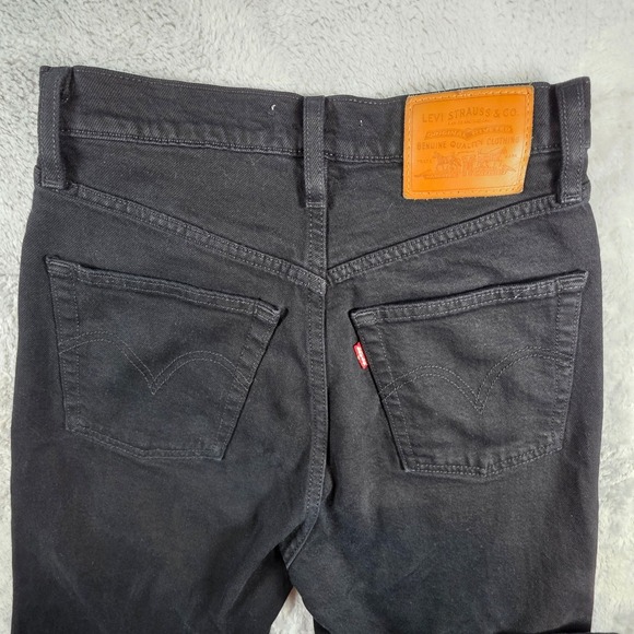 Levi's Premium Women 25 Black Ribcage Straight Ankle Jeans High Rise Pants - Picture 11 of 12